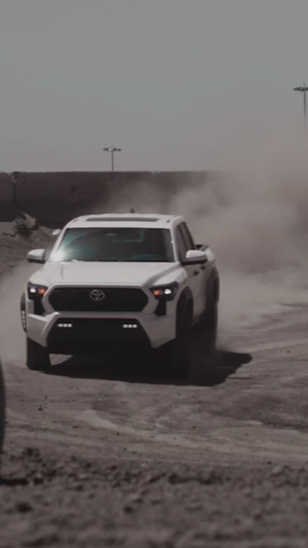 Toyota Tacoma running an off-road course in the desert